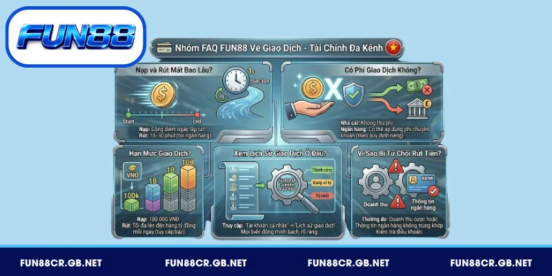 FAQ FUN88 Mới Nhất – Tổng Hợp Câu Hỏi Phổ Biến 2026 2 Giải đáp FAQ FUN88 về nạp rút tiền và hạn mức giao dịch