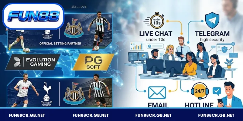 FUN88 ÉC 🎖️ Link Đăng Ký FUN88 COM Cá Viên Chiên 10/2026 15 FUN88 tài trợ Tottenham Hotspur và Newcastle United tại Ngoại Hạng Anh